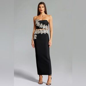 Eleganza Flowers With Diamonds Bandage Two-Piece Set